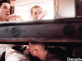 Gay guy has his dicked sucked during dinner meeting