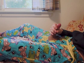 Twink cums through hole in sesame street pijamas