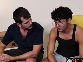 Step daddy teaching stepson how to get into fraternity