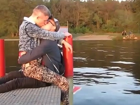 Two hot gays kisses each other  with passion outdoor