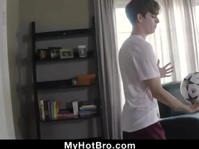 Hung teen in soccer gear fucked by step brother