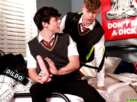 Adulttime.gay - omg, this is so embarrassing that i barely can watch it! asher day is caught by his best friend harley xavier while he is masturbating with a huge dildo up his ass!